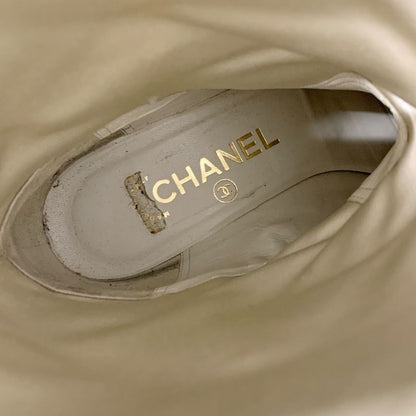 Chanel Boots Short Boots Shoes Wool Gray Here Mark Middle Boots