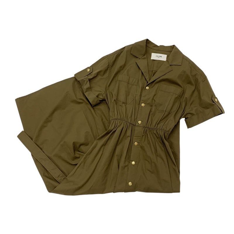 Celine Dress Cotton Khaki Gold Safari