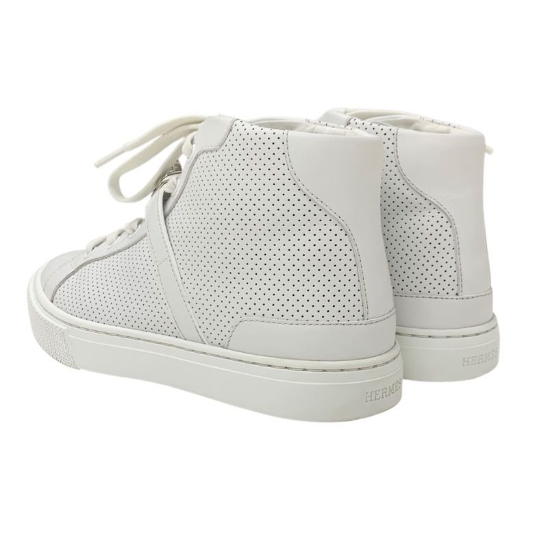Hermes Daydream Sneakers Shoes Leather White Silver Kelly Hardware Punching
