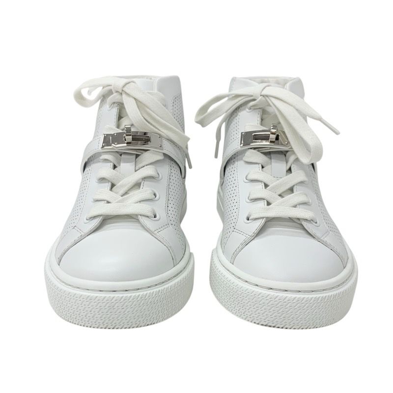 Hermes Daydream Sneakers Shoes Leather White Silver Kelly Hardware Punching