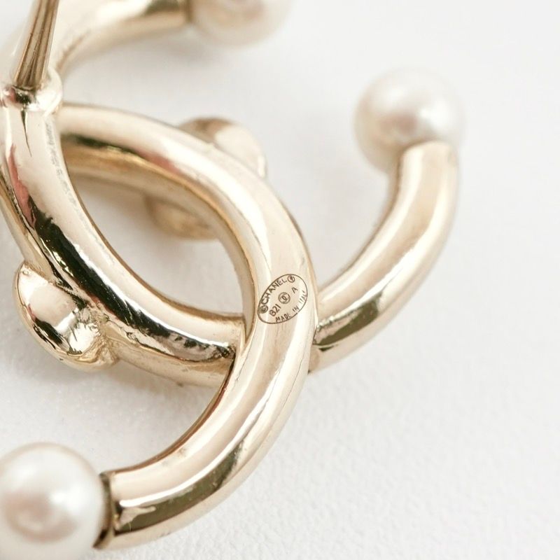 Chanel Earrings Earring Gold Coco Mark Rhinestone