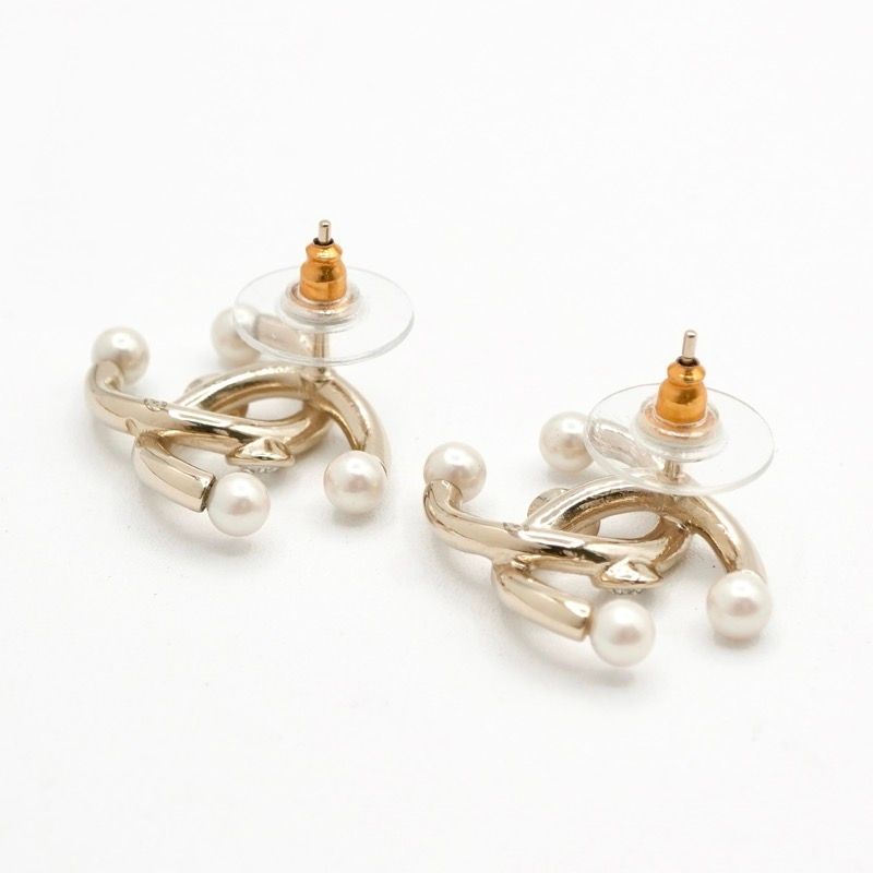 Chanel Earrings Earring Gold Coco Mark Rhinestone