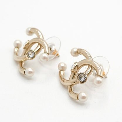 Chanel Earrings Earring Gold Coco Mark Rhinestone