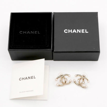 Chanel Earrings Earring Gold Coco Mark Rhinestone
