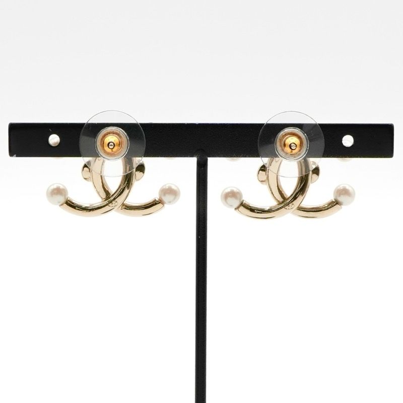 Chanel Earrings Earring Gold Coco Mark Rhinestone