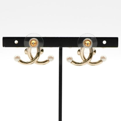 Chanel Earrings Earring Gold Coco Mark Rhinestone
