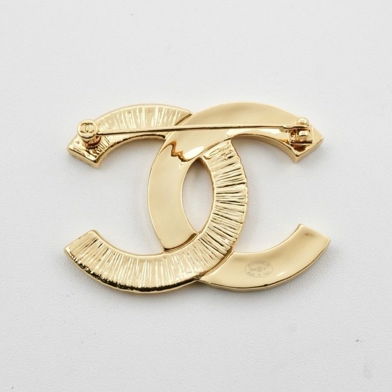 Chanel Brooch Corsage Gold Black Here Mark