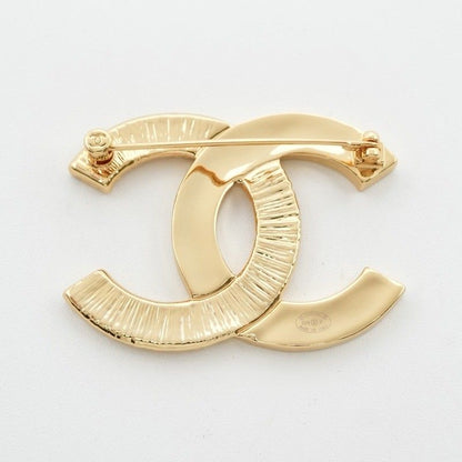 Chanel Brooch Corsage Gold Black Here Mark