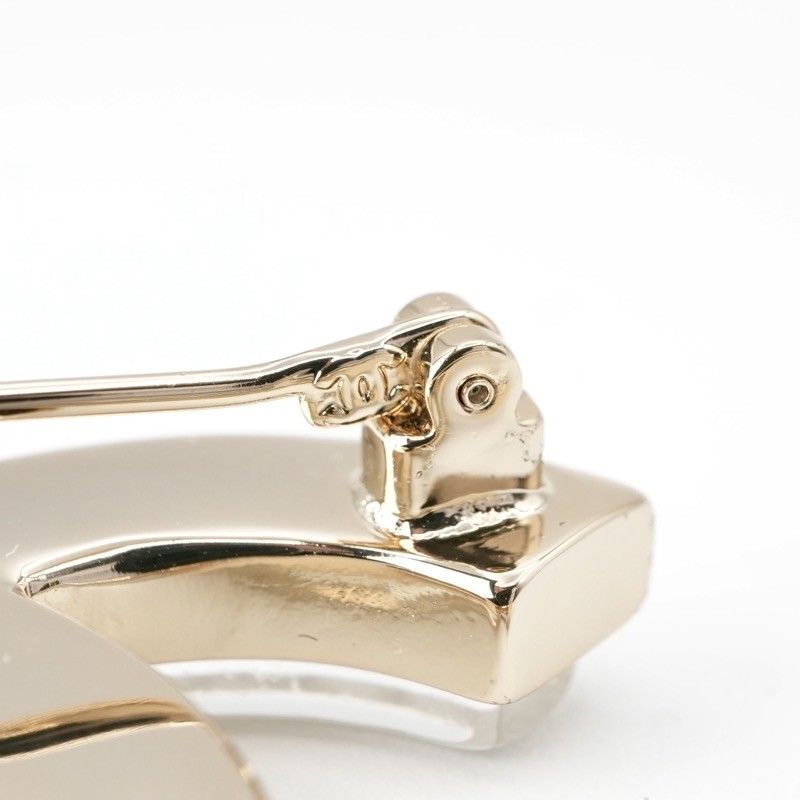 Chanel Brooch Corsage Gold White Here Mark