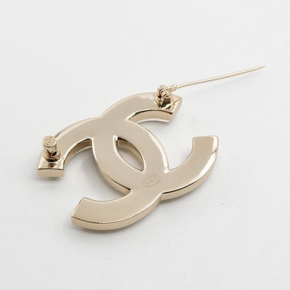 Chanel Brooch Corsage Gold White Here Mark