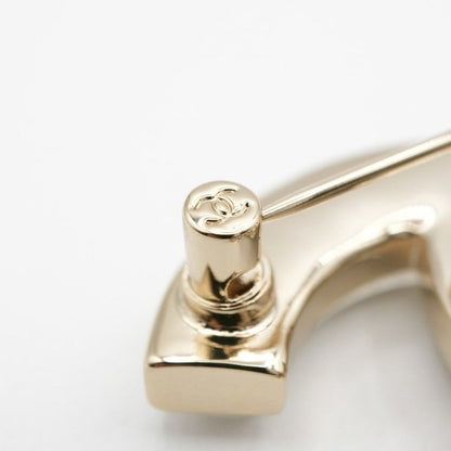 Chanel Brooch Corsage Gold White Here Mark