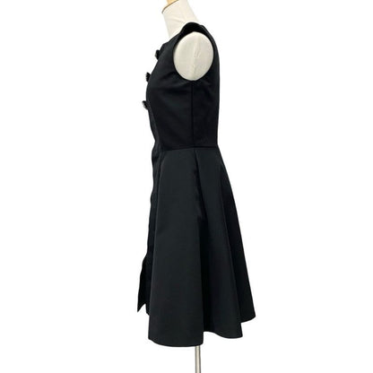 Louis Vuitton Dress Silk Black Jewel Button Sleeveless