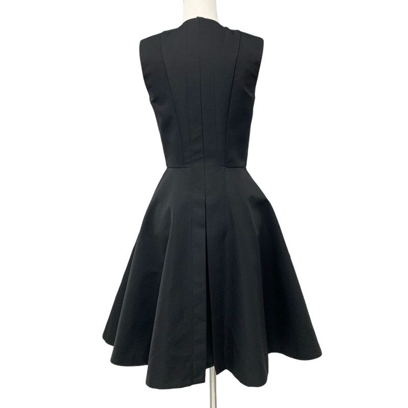 Louis Vuitton Dress Silk Black Jewel Button Sleeveless