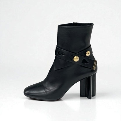 Louis Vuitton Silhouette Line Boots Short Shoes Leather Black Gold Logo