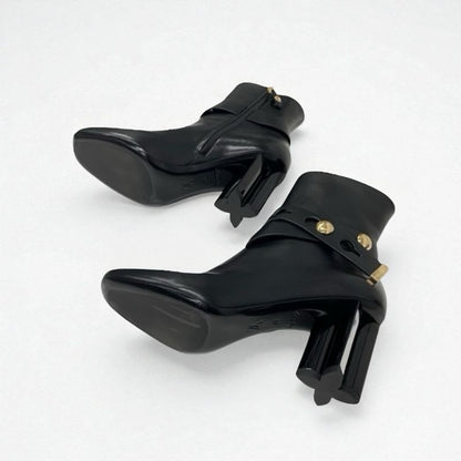 Louis Vuitton Silhouette Line Boots Short Shoes Leather Black Gold Logo