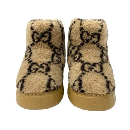 Gucci Boots Short Shoes Shearling Brown GG Signature Boa