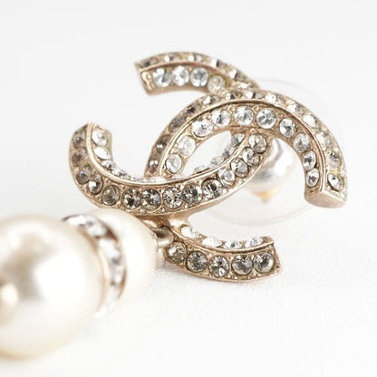 Chanel Earrings Earring Gold Coco Mark Rhinestone