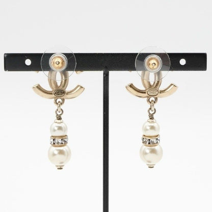 Chanel Earrings Earring Gold Coco Mark Rhinestone