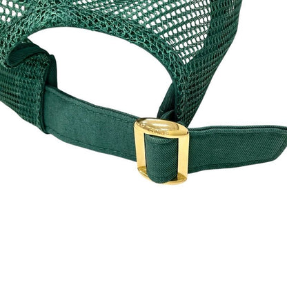 Celine Cap Hat Green White Gold Triomphe Mesh Baseball Cotton