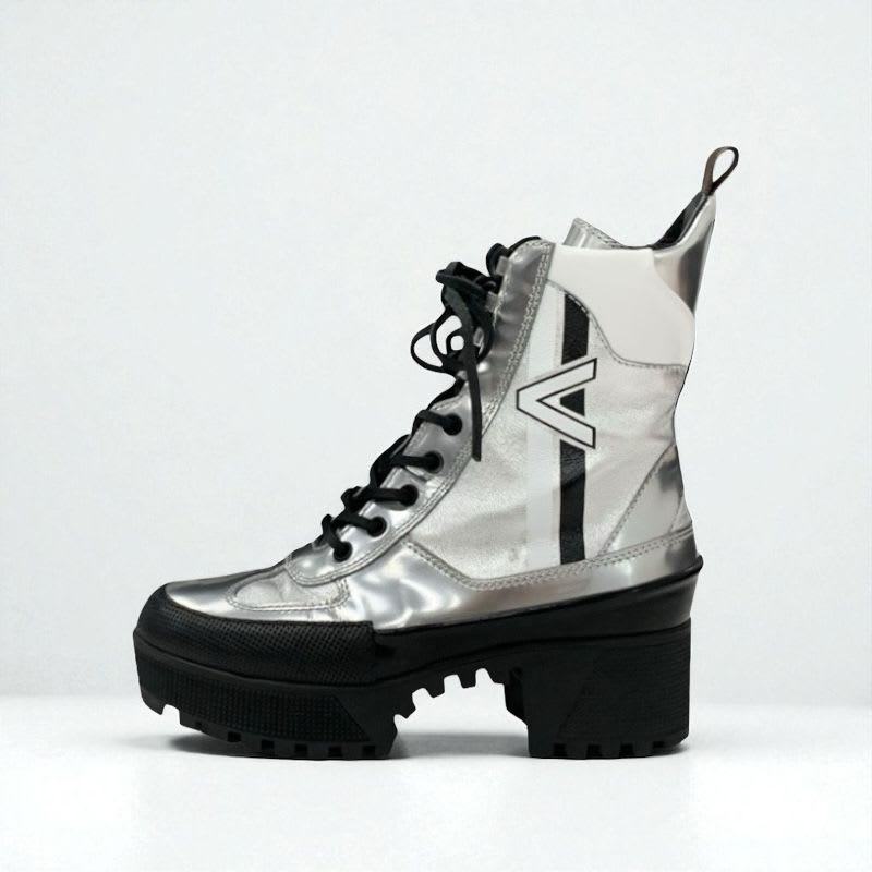 Louis Vuitton Laurie Line Boots Short Shoes Leather Patent Silver Black