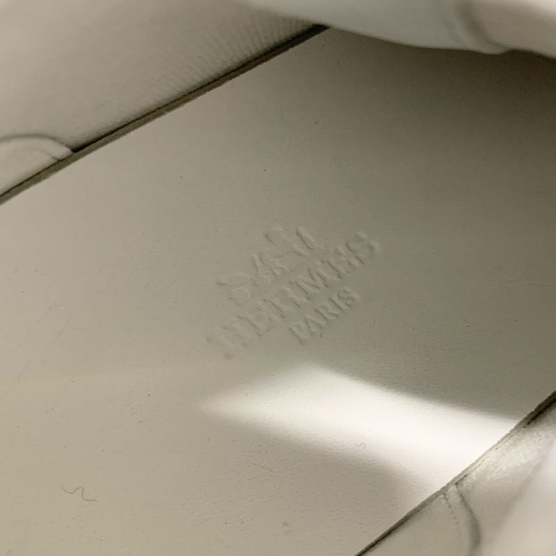 Hermes Get Up Sneakers Shoes Canvas Leather Beige White Unused High Cut