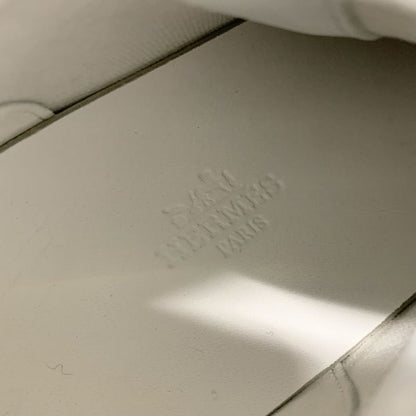 Hermes Get Up Sneakers Shoes Canvas Leather Beige White Unused High Cut