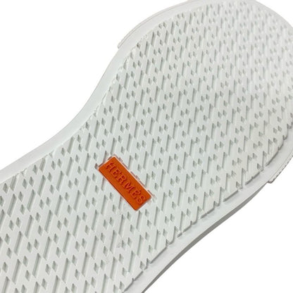 Hermes Get Up Sneakers Shoes Canvas Leather Beige White Unused High Cut