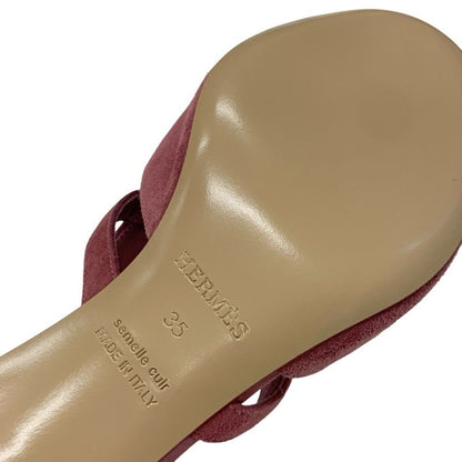 Hermes Cute Sandals Shoes Suede Pink Silver Unused Kelly Hardware Mules