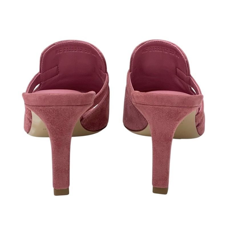 Hermes Cute Sandals Shoes Suede Pink Silver Unused Kelly Hardware Mules