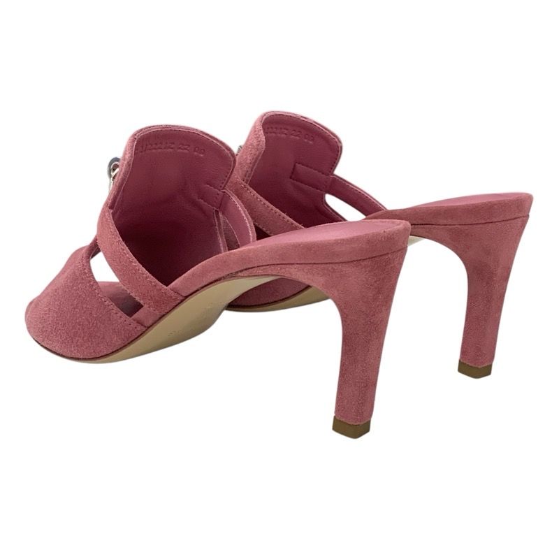 Hermes Cute Sandals Shoes Suede Pink Silver Unused Kelly Hardware Mules