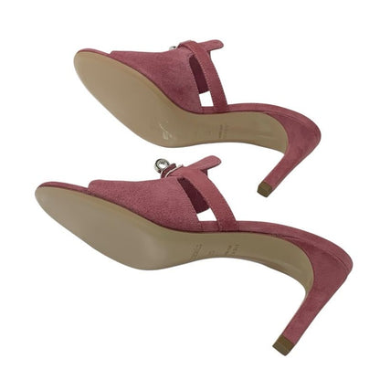 Hermes Cute Sandals Shoes Suede Pink Silver Unused Kelly Hardware Mules