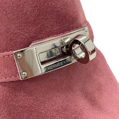 Hermes Cute Sandals Shoes Suede Pink Silver Unused Kelly Hardware Mules