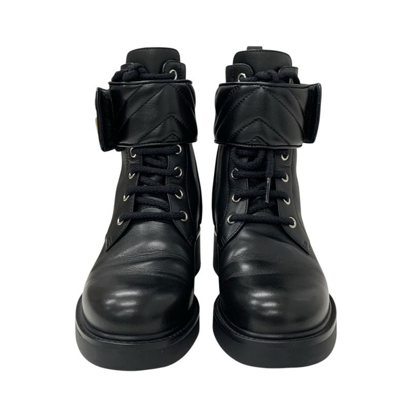 Gucci Double G Boots Short Boots Shoes Leather Black Gold Quilted Ggmarmont