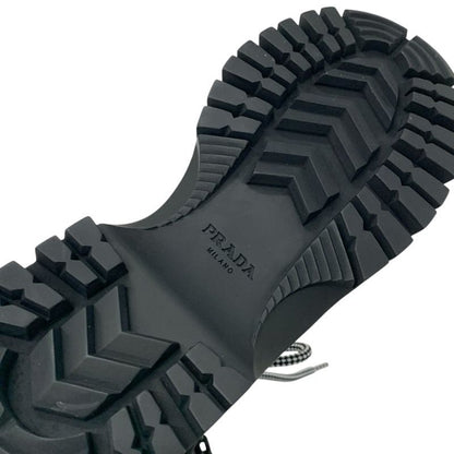 Prada Boots Short Boots Shoes Leather Fabric Black Logo Lace Up Middle Boots