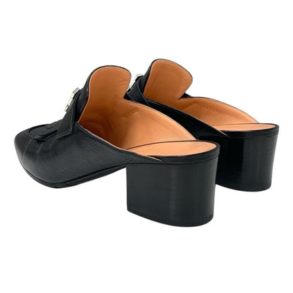 Hermes Cheilly Loafer Leather Shoes Leather Black Silver Hhardware Constance