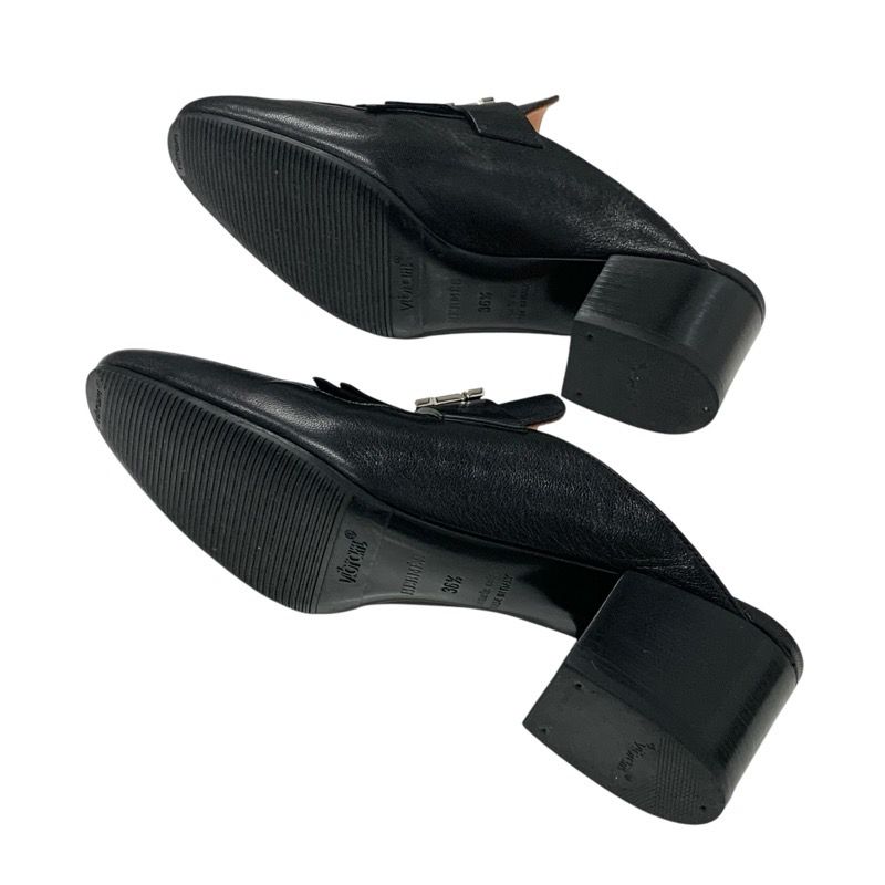 Hermes Cheilly Loafer Leather Shoes Leather Black Silver Hhardware Constance