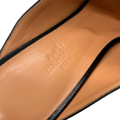 Hermes Cheilly Loafer Leather Shoes Leather Black Silver Hhardware Constance