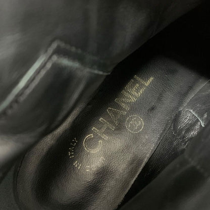 Chanel Boots Short Boots Shoes Leather Black Matelasse Coco Mark Pearl Bijou