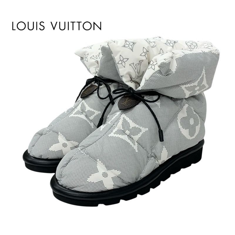Louis Vuitton Pillow Line Monogram Boots Short Boots Shoes Nylon White Black