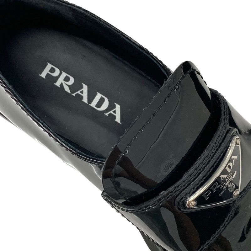 Prada Loafers Leather Shoes Leather Black Triangle Logo