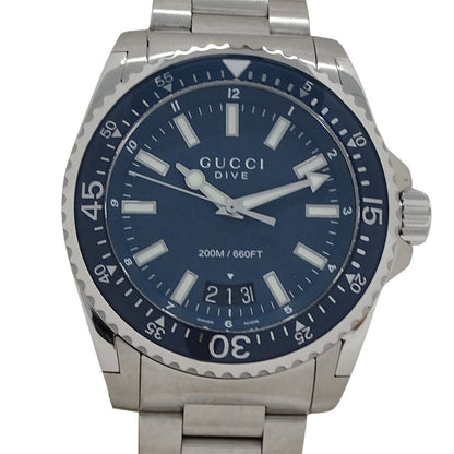 Gucci Watch Men'S Brand Dive Date Quartz Qz Stainless Steel Ss 136.2 Ya136203