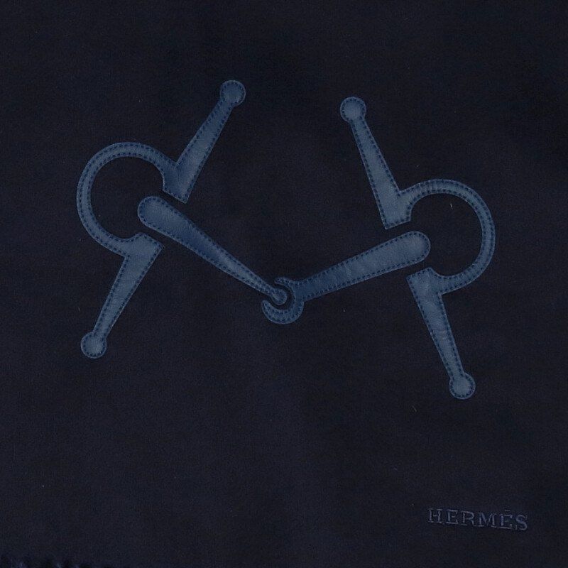 Hermes 4151 Horsebit Leather Patch Cashmere Scarf Men's