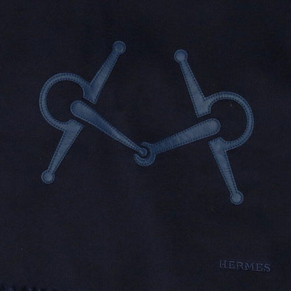Hermes 4151 Horsebit Leather Patch Cashmere Scarf Men's