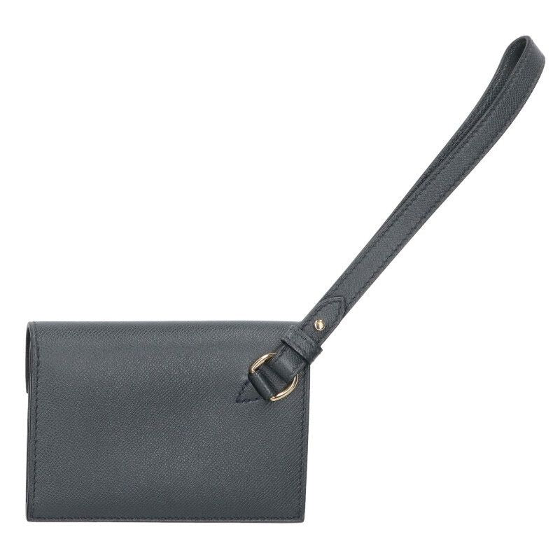 Hermes Kelly Pocket Slim W Engraved Ghardware Epson Card Case With Strap Men's