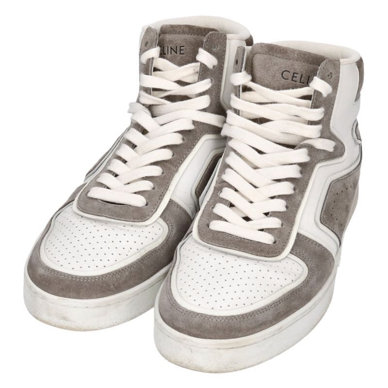 Celine Ct-01 Logo Leather High Cut Sneakers Men's 41