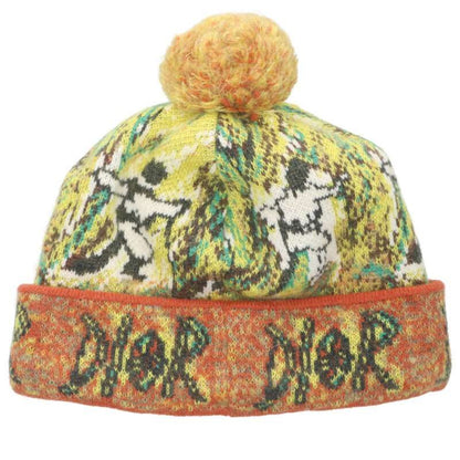 Dior 413mb06at744 Cashmere Mohair Knit Cap With Pom Poms Men's L
