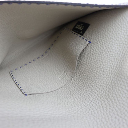 Fendi Alda 326 Clutch Bag 8n0104 Leather Blue White Selleria Second Bag Turnlock