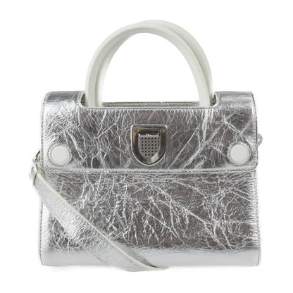Christian DIOR Ever Mini Handbag M7003 PNSS Leather Silver White 2WAY Shoulder