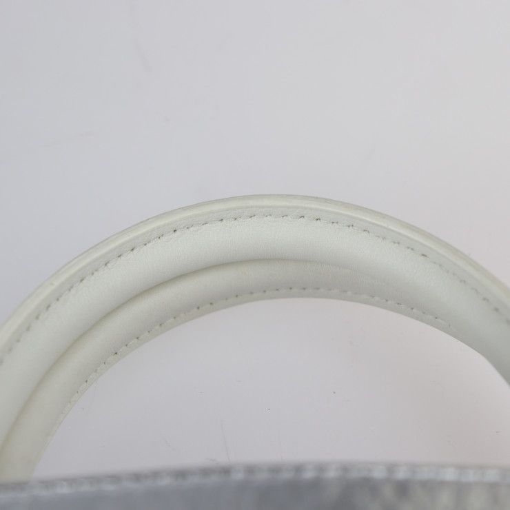 Christian DIOR Ever Mini Handbag M7003 PNSS Leather Silver White 2WAY Shoulder