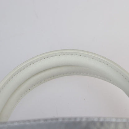 Christian DIOR Ever Mini Handbag M7003 PNSS Leather Silver White 2WAY Shoulder